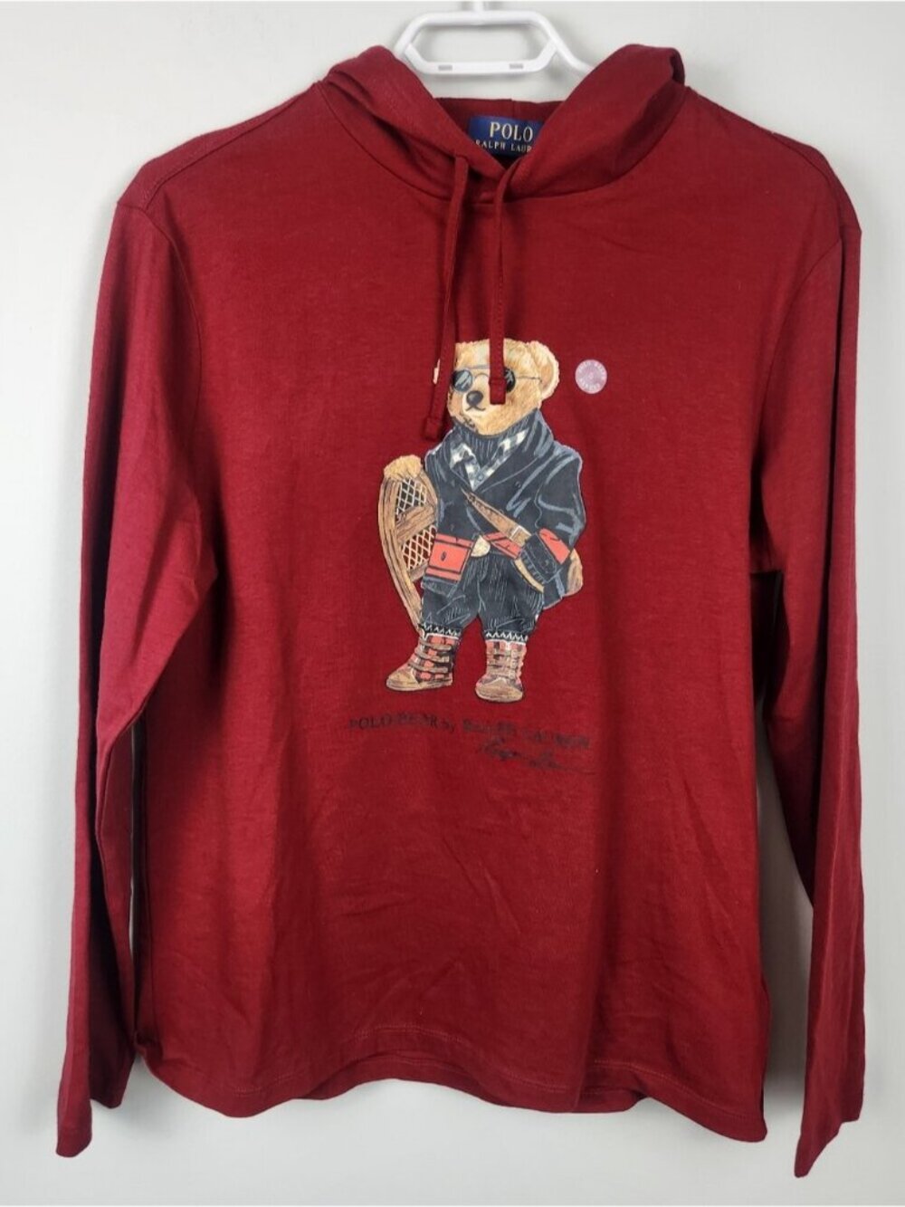 New Polo Ralph Lauren Bear Long Sleeve Hooded Shirt Men's Size Small Preppy Prep - Picture 2 of 14